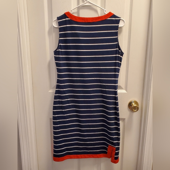 Nautica Women's Breton Stripes Sleeveless V-Neck Stretch Cotton Polo Dress SZ M - Picture 3 of 7